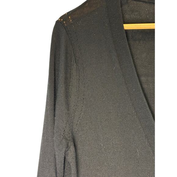 EUC Banana Republic 100% Merino Wool Longline Cardigan Black M Quiet Luxury - Picture 4 of 8